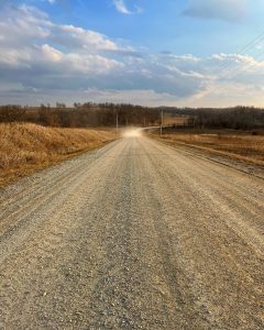 Gravel road and blue sky